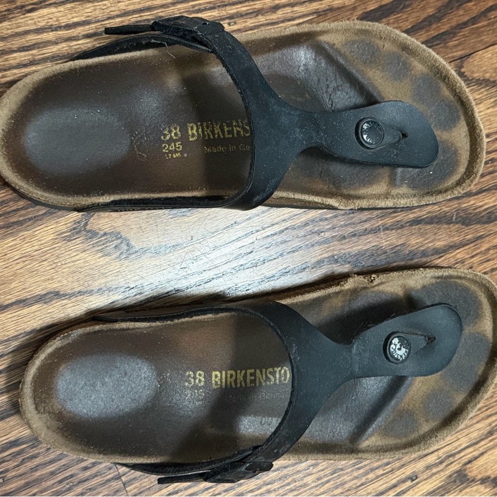 Birkenstock Gizeh Black Thong Sandals, size 38